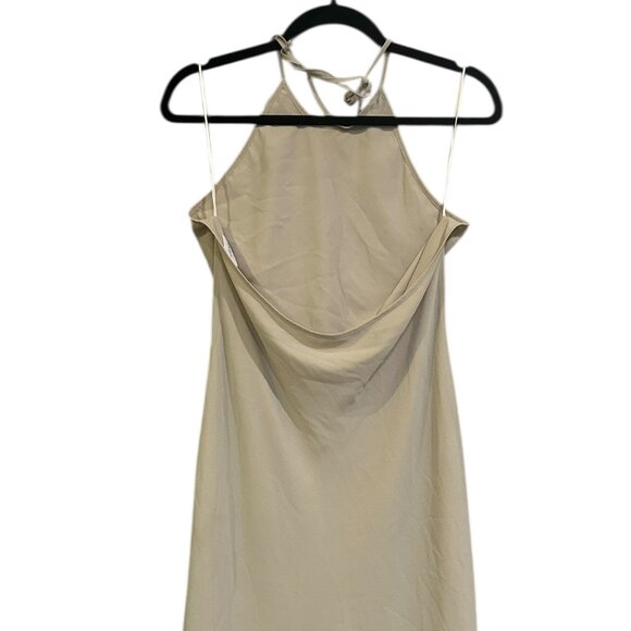 Aritzia Wilfred Free Women’s Taupe Chiffon Slip Dress M Lined Minimalist Flowy - Picture 4 of 8